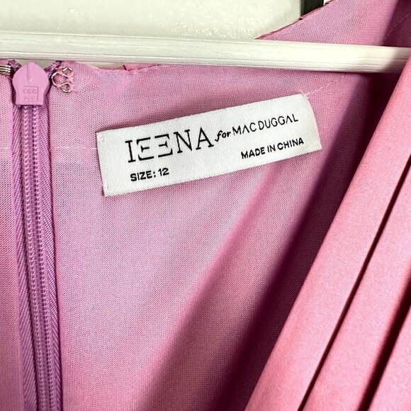 MAC DUGGAL Long Sleeve Pleated Chiffon A-Line Gown in Lilac Size US 12 - Picture 4 of 8